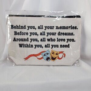 Theater Drama Themed Canvas Cosmetic Pouch "Behind You All Your Memories"